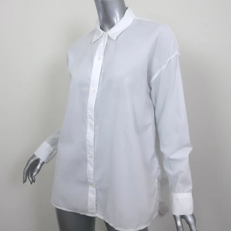 James Perse Oversized Button Front Boy Shirt White Cotton Size 2 Long Sleeve Top