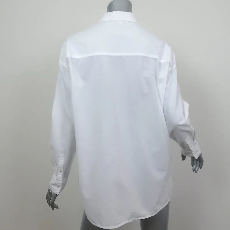 James Perse Oversized Button Front Boy Shirt White Cotton Size 2 Long Sleeve Top
