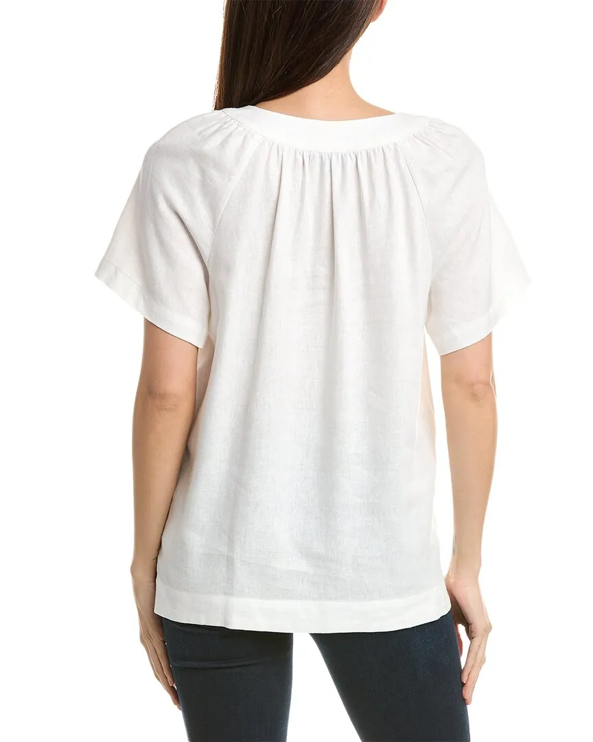 Jones New York Raglan Linen-Blend Popover Top