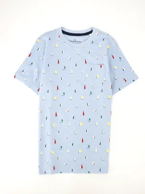 Kids Boy Graphic Printed T-Shirt,Light Blue