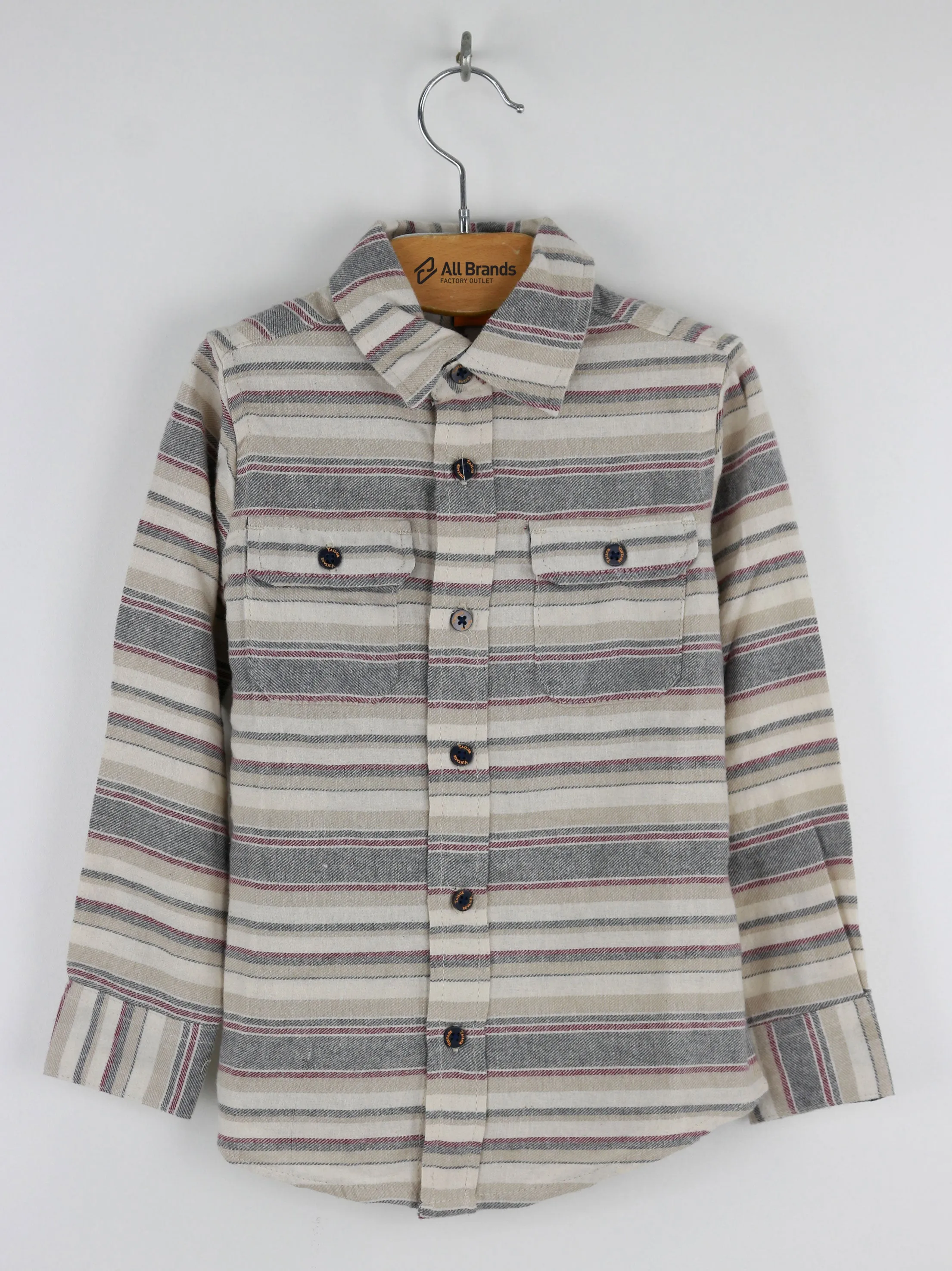 Kids Boy Striped Casual Shirt,Beige