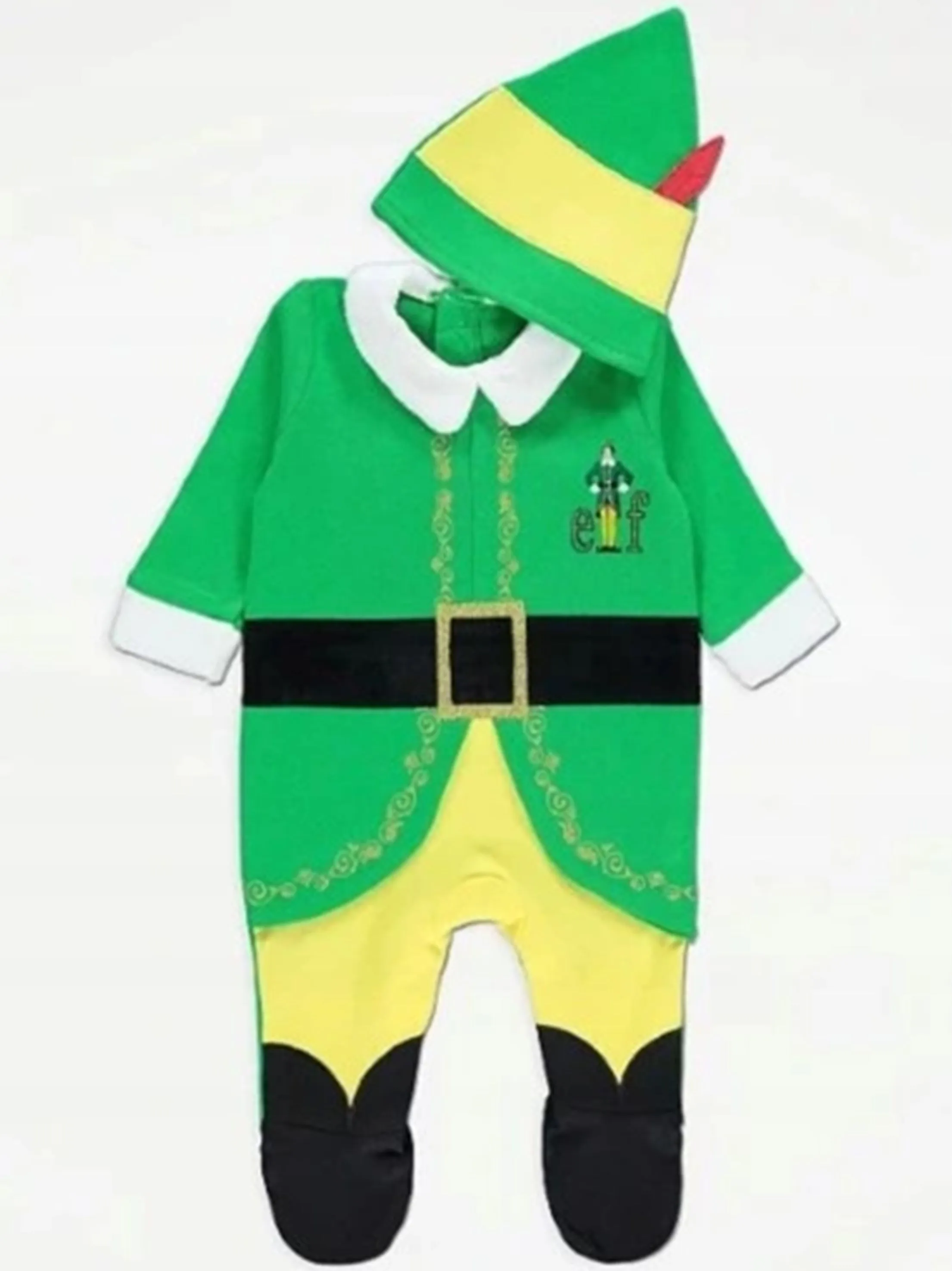 Kids Boy's 2 Pcs Graphic Printed Christmas Jumpsuit & Hat Set,Green