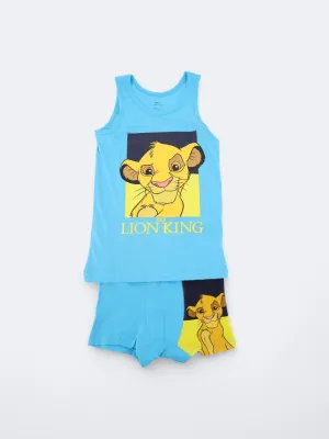 Kids Boy's 2 Pcs Graphic Printed Tank Top & Boxers Set,Blue