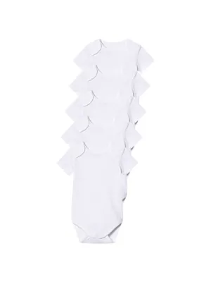 Kids Boy's 5 Pcs Plain Bodysuit Set,White