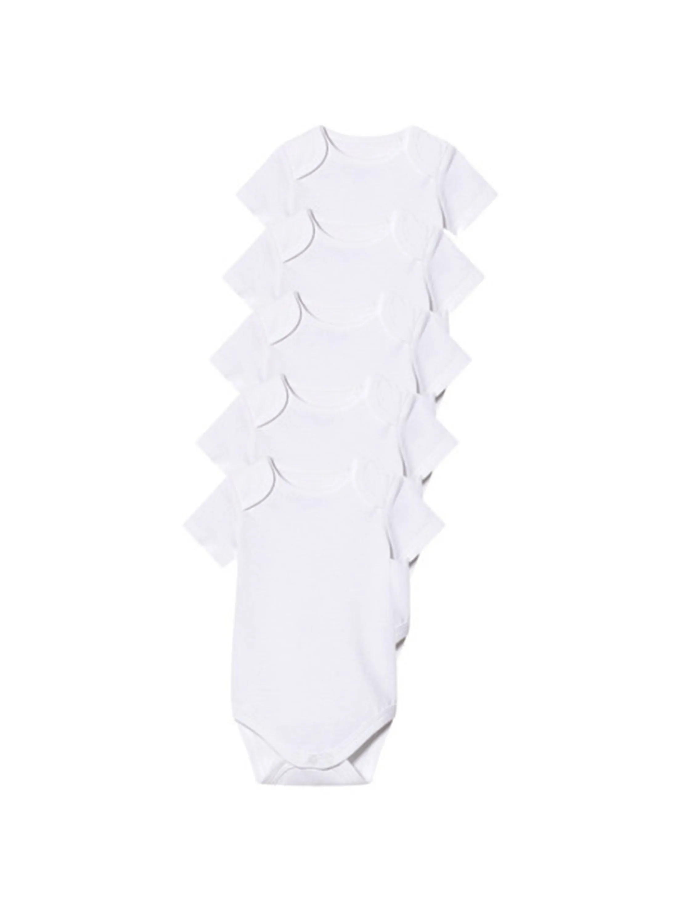 Kids Boy's 5 Pcs Plain Bodysuit Set,White