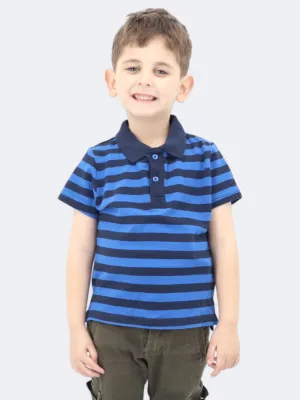 Kids Boy's Striped Polo T-Shirt,Blue/Black