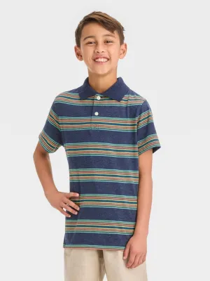 Kids Boy's Striped Polo T-Shirt,Navy