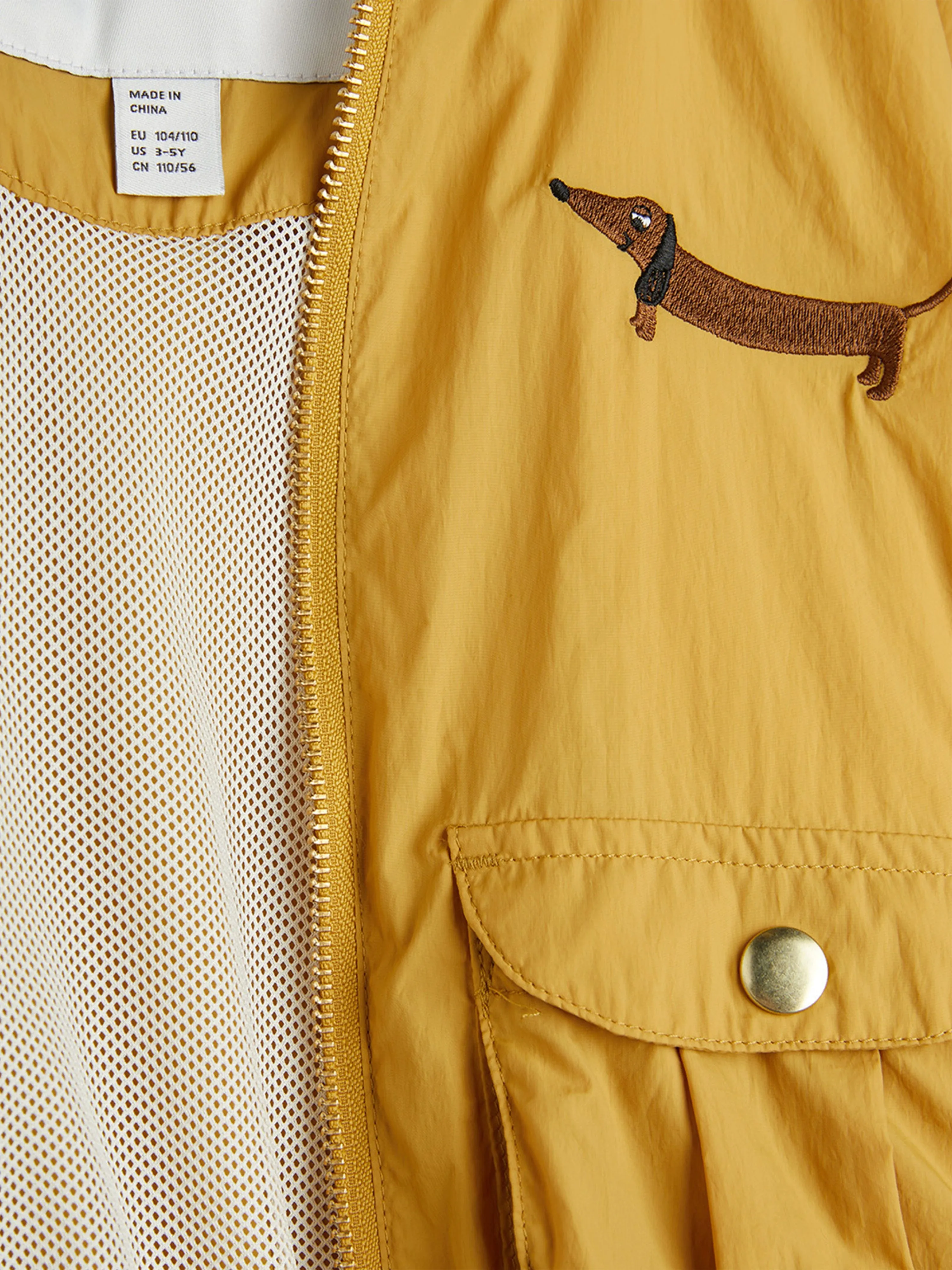Kids Dog Embroidered Baseball Jacket in Beige