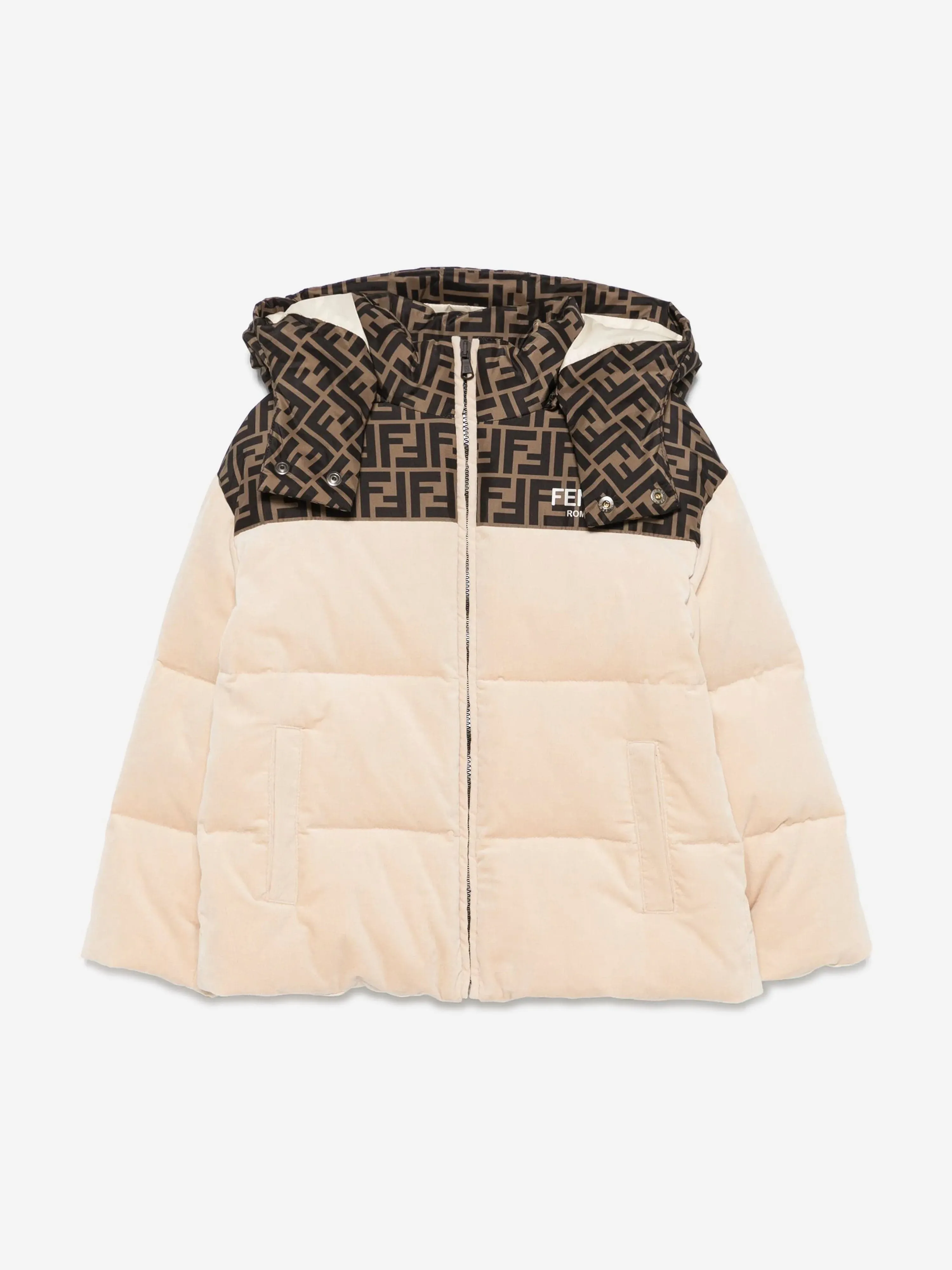 Kids Down Padded Puffer Jacket in Beige