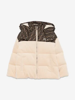 Kids Down Padded Puffer Jacket in Beige