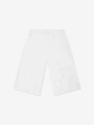 Kids Gabardine Pocket Short Pants in White