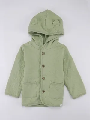 Kids Girl Button Closure Hoodies, Light Green