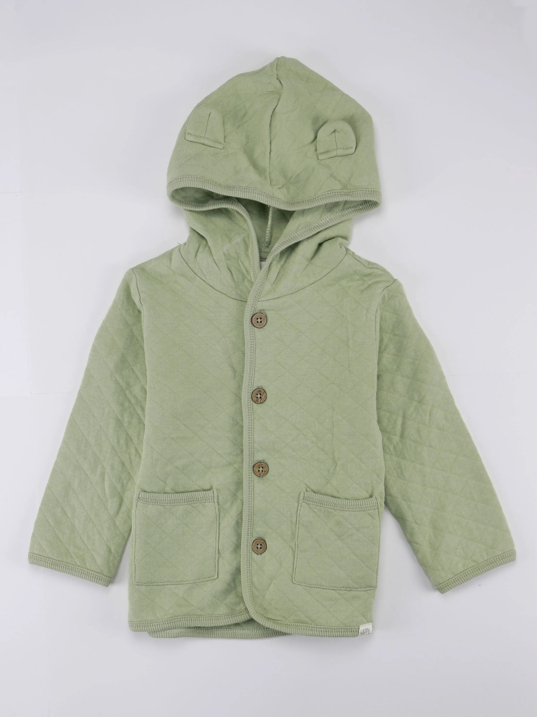 Kids Girl Button Closure Hoodies, Light Green