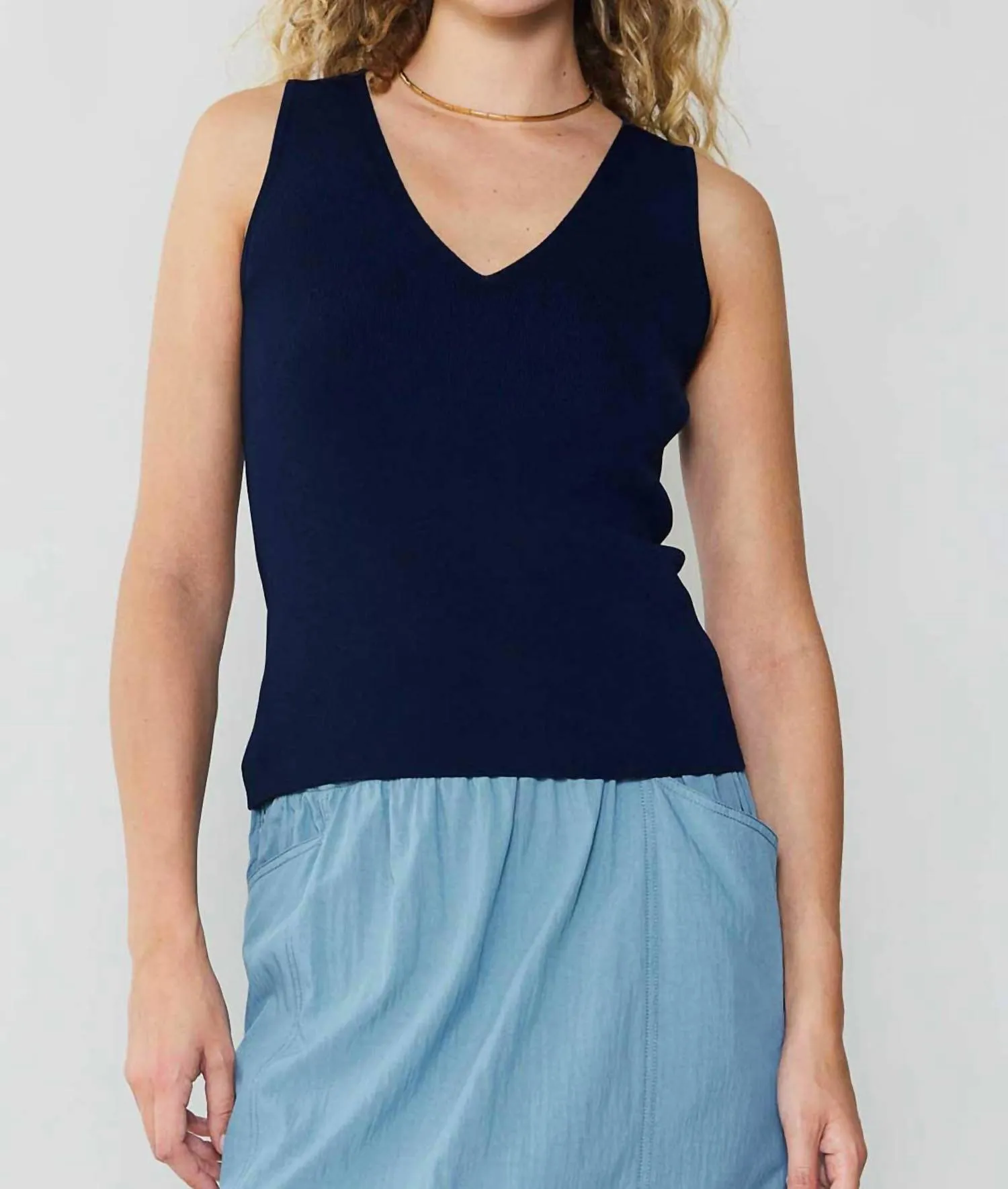 Knit Tank Top In Navy