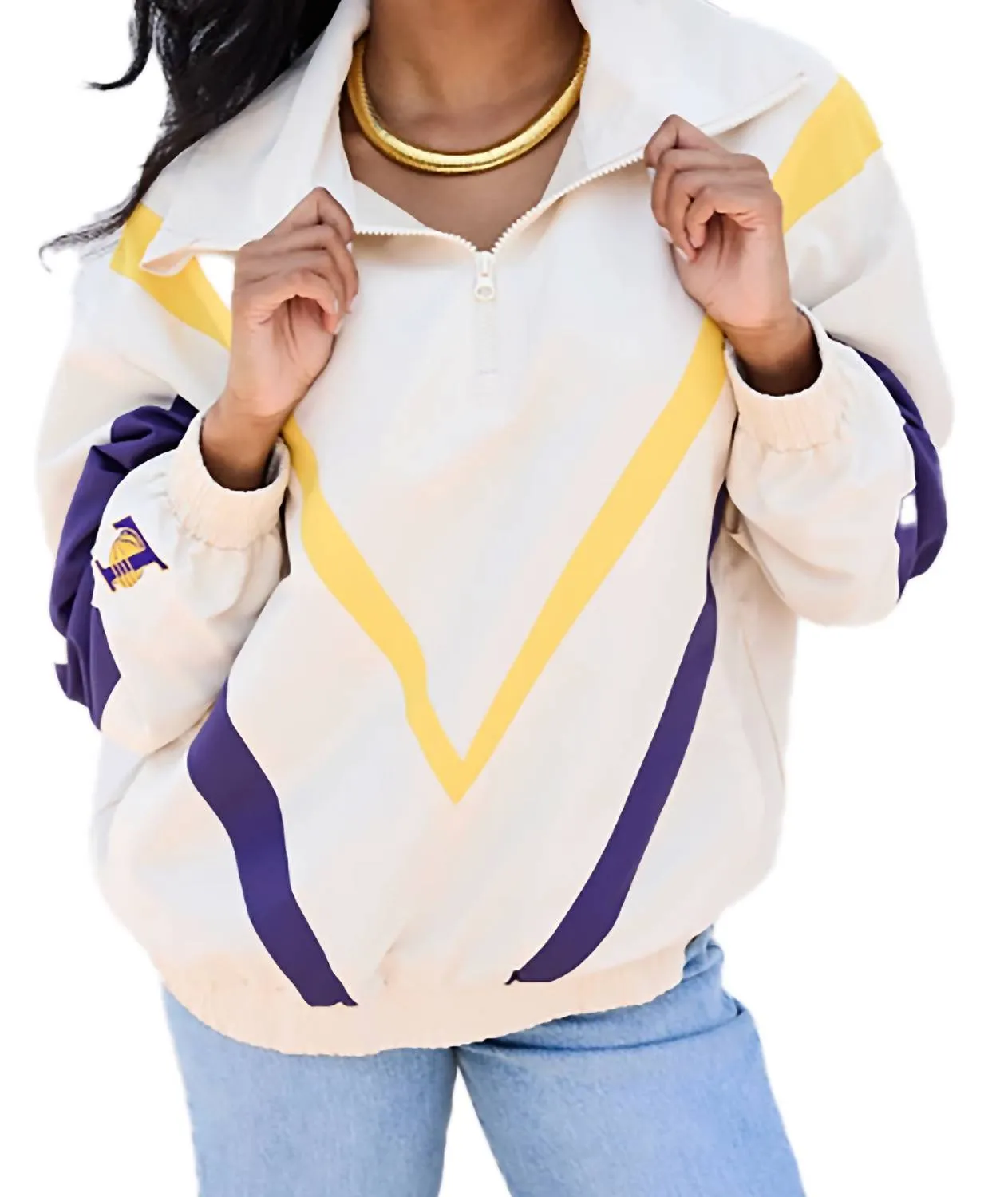La Lakers Sugar Swizzle Chevron Zip Pullover In Multi