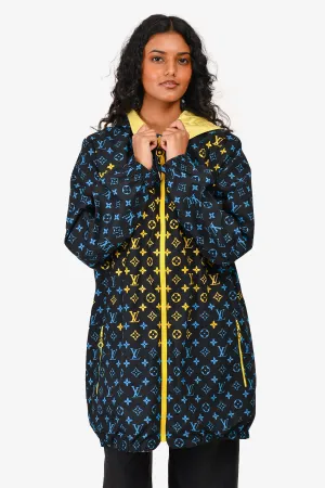 Louis Vuitton Black/Blue Monogram Cotton/Yellow Silk Reversible Windbreaker Jacket Size 36