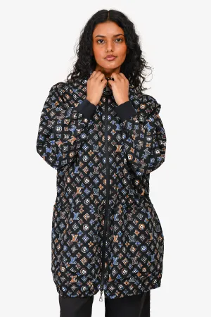 Louis Vuitton Black/Brown Multicolour Cotton Reversible Windbreaker Jacket with Hidden Hood sz 36