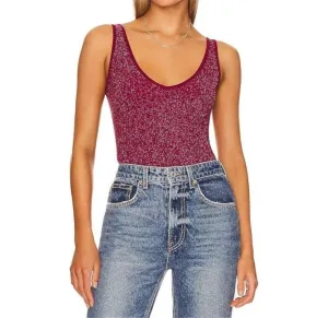 Lurex Solid Rib Brami Top In Berry Wine Combo