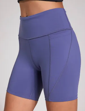 Lux High Waisted Biker Shorts 6" - Twilight Purple