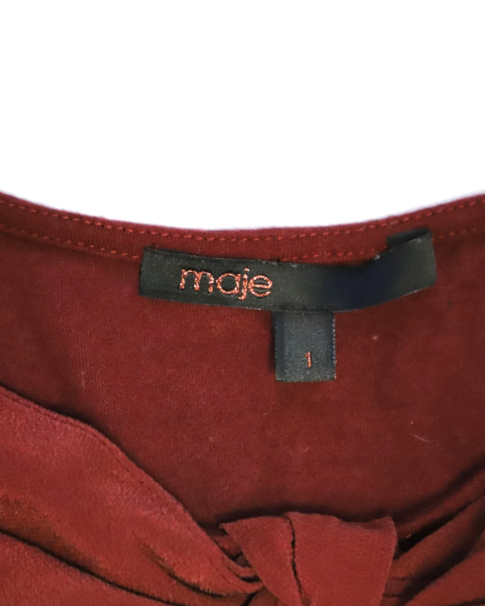 Maje Bow Front Sleeveless Top in Red Viscose