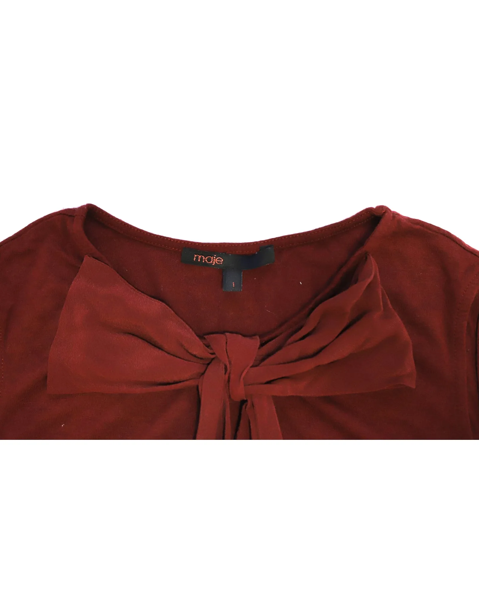 Maje Bow Front Sleeveless Top in Red Viscose