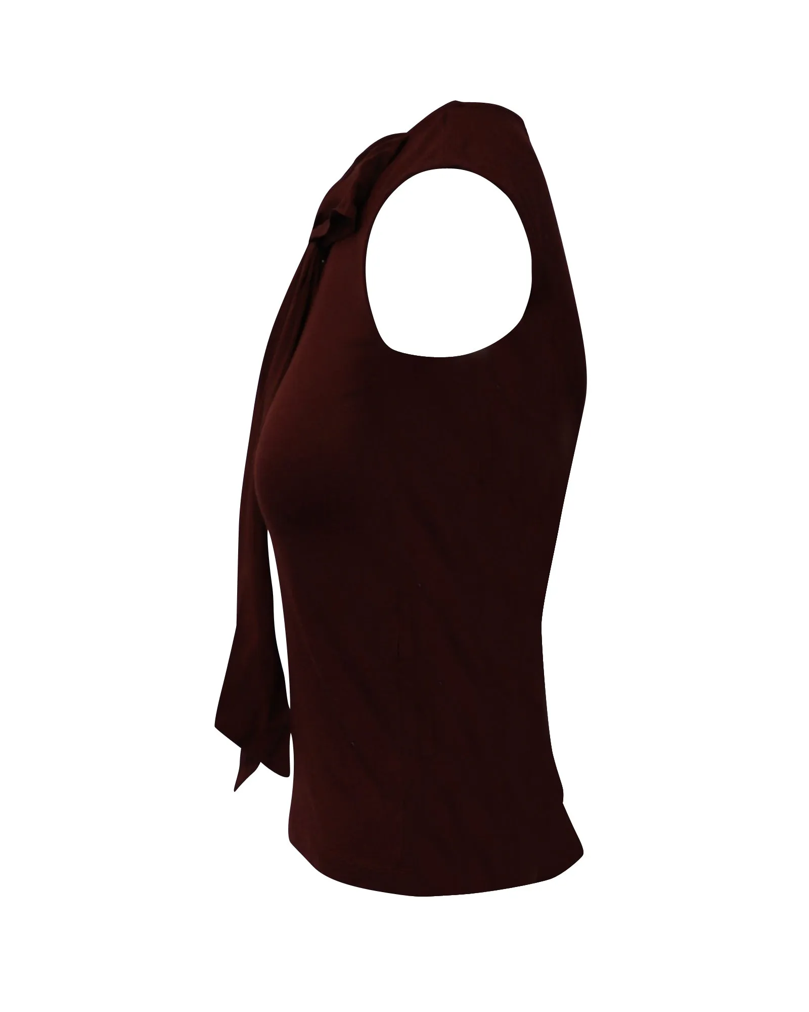 Maje Bow Front Sleeveless Top in Red Viscose