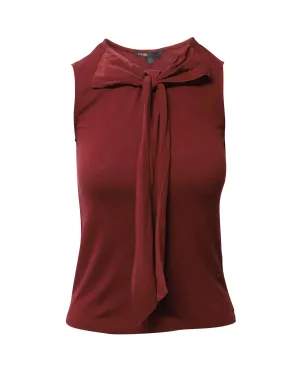Maje Bow Front Sleeveless Top in Red Viscose