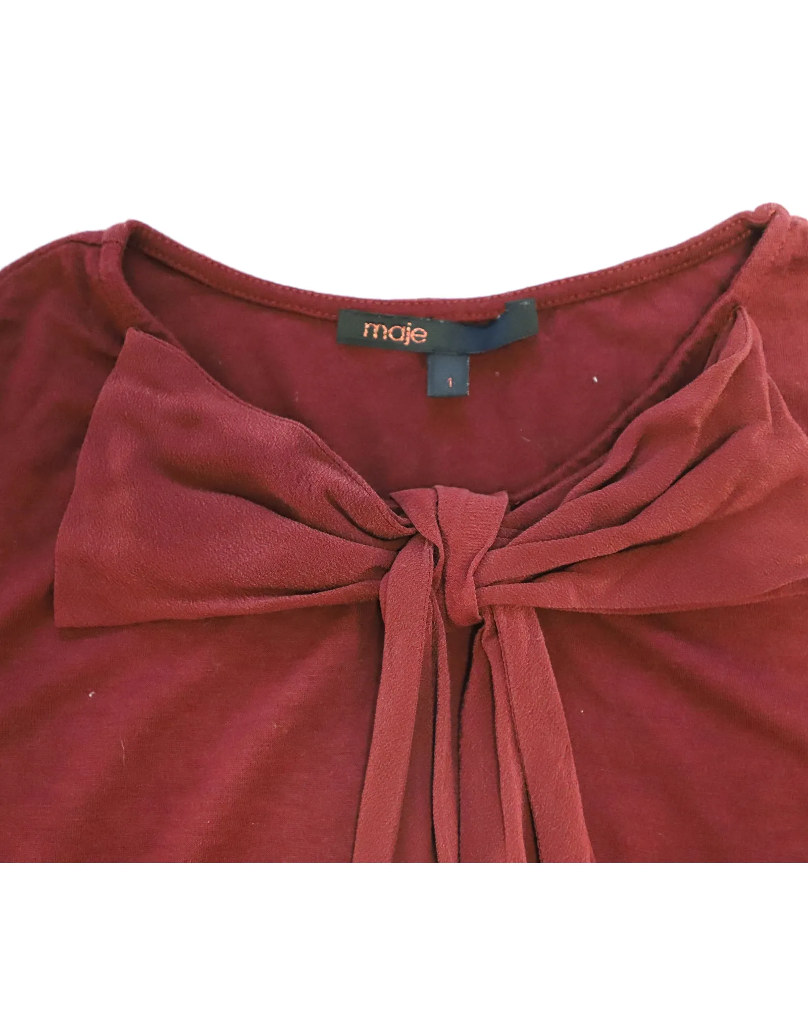 Maje Bow Front Sleeveless Top in Red Viscose