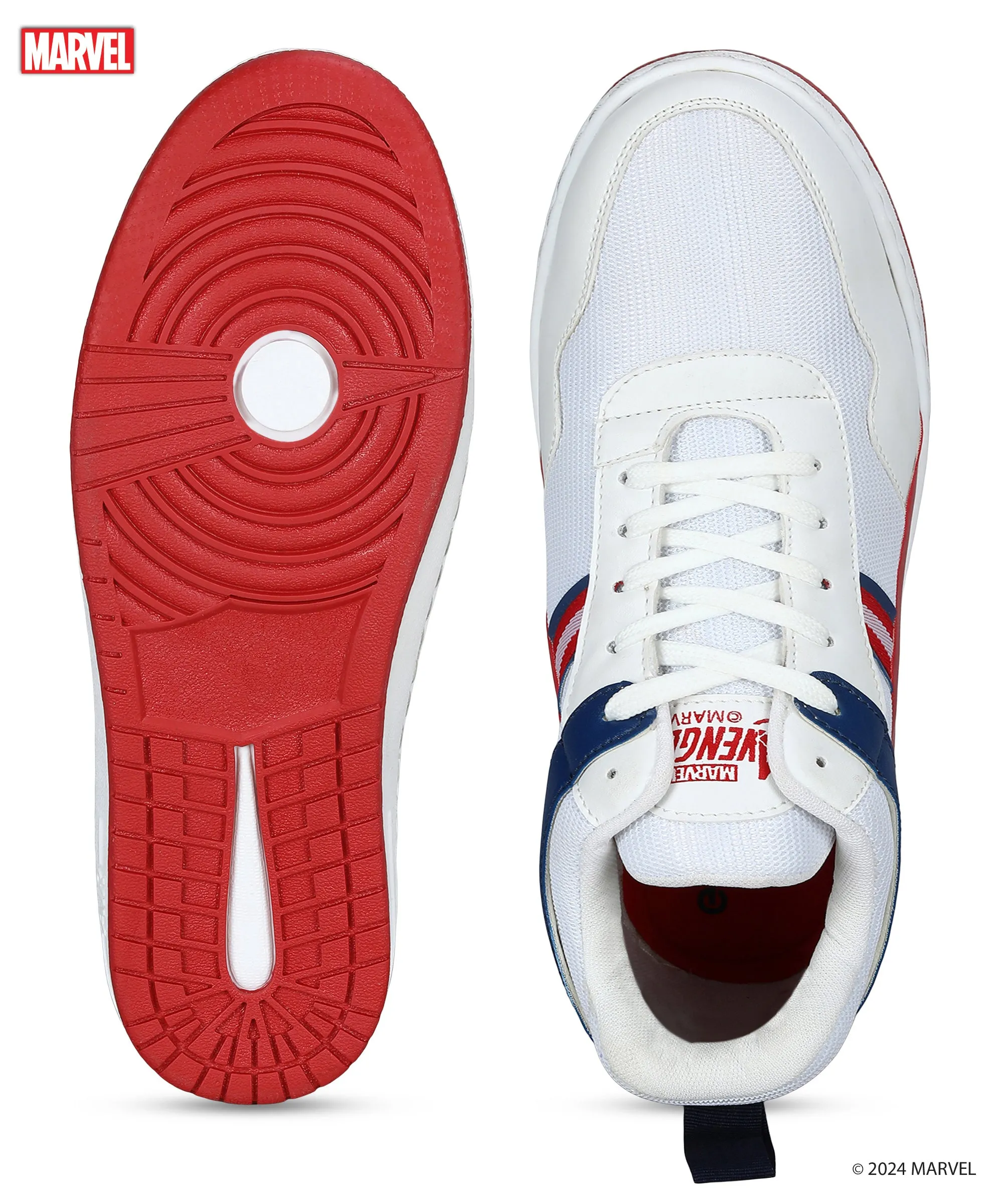 Marvel Men's White Casual Sneakers | Cushioned & Lace up Outdoor Style