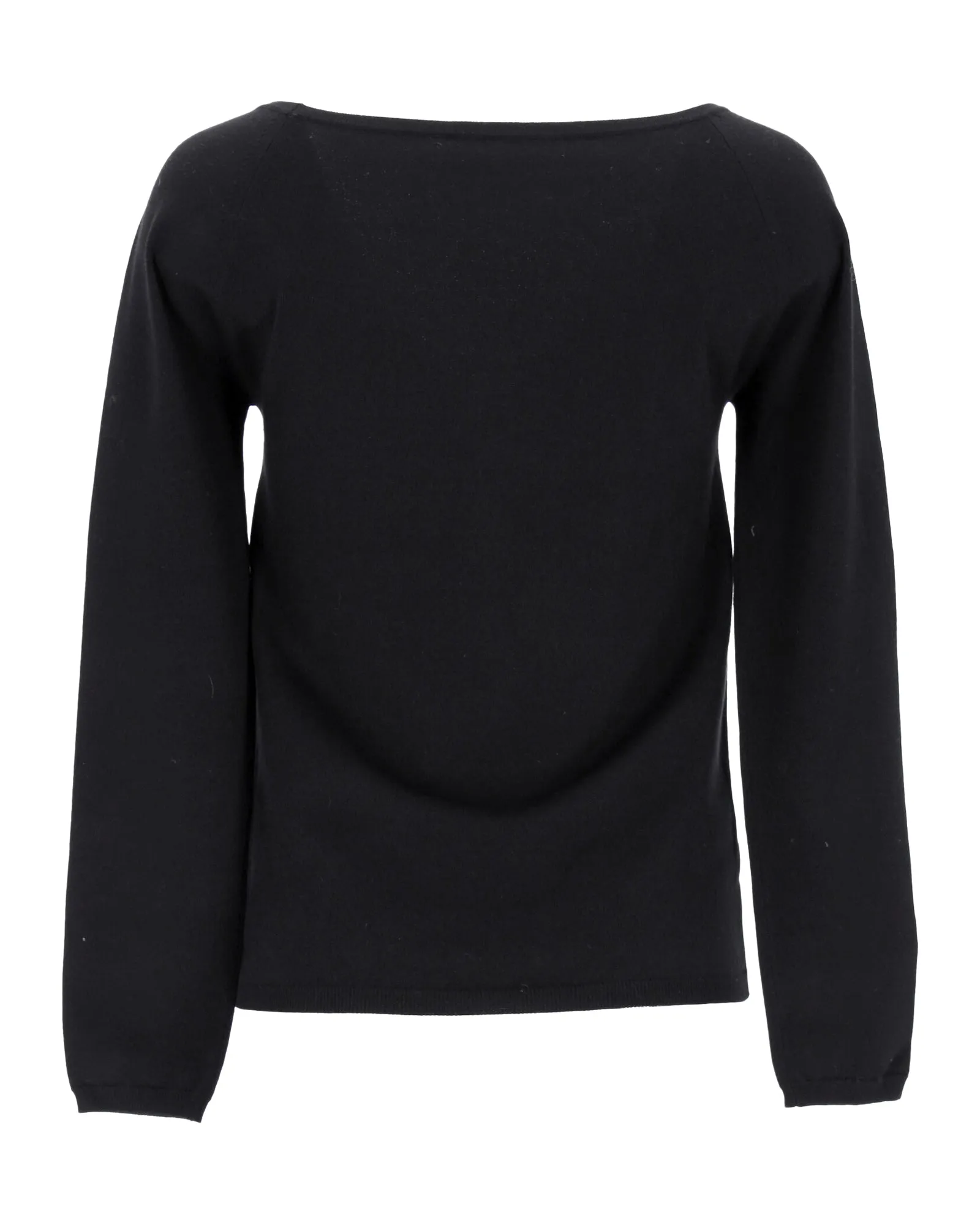 Max Mara Studio V-Neck Long Sleeve Top in Black Viscose