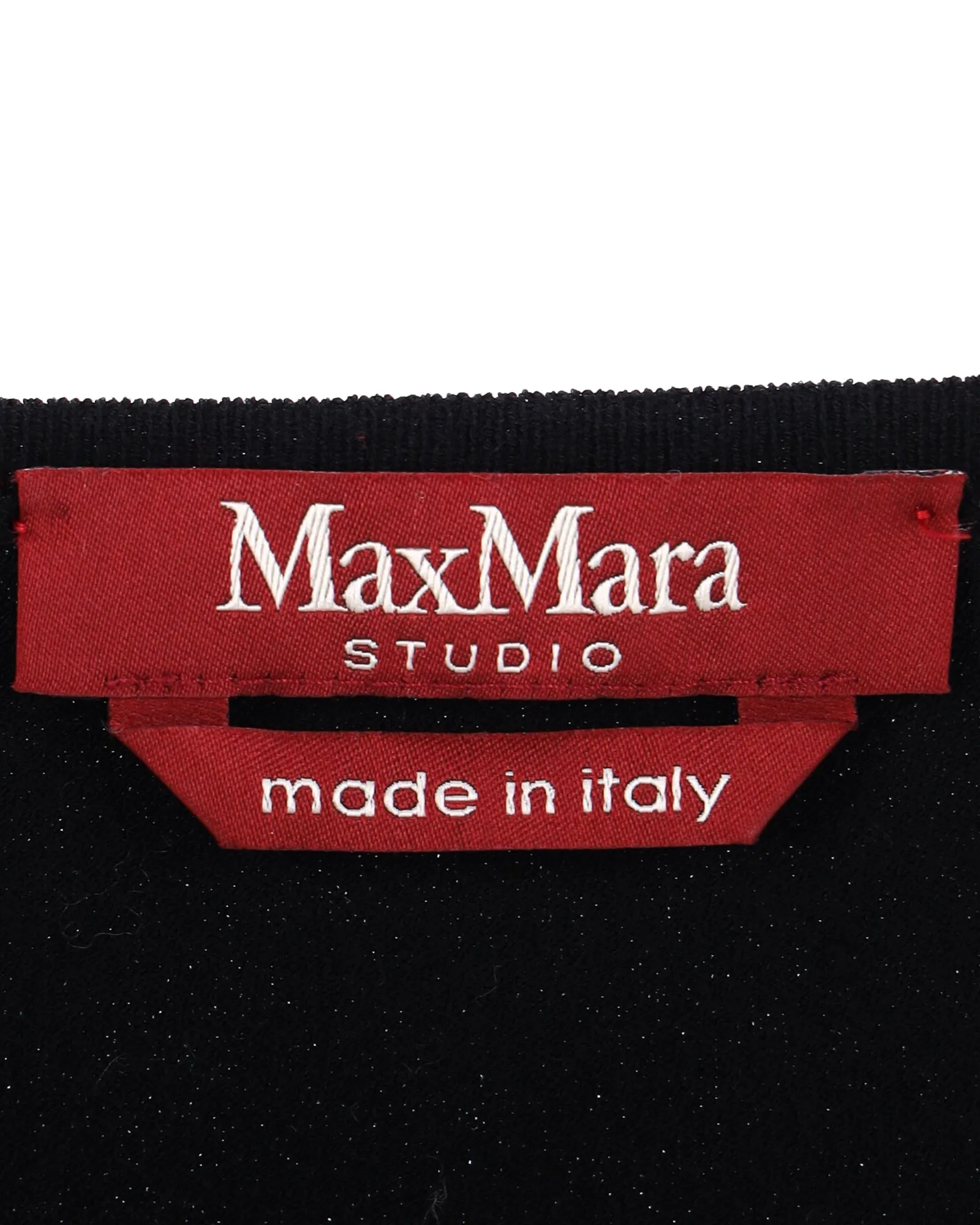 Max Mara Studio V-Neck Long Sleeve Top in Black Viscose