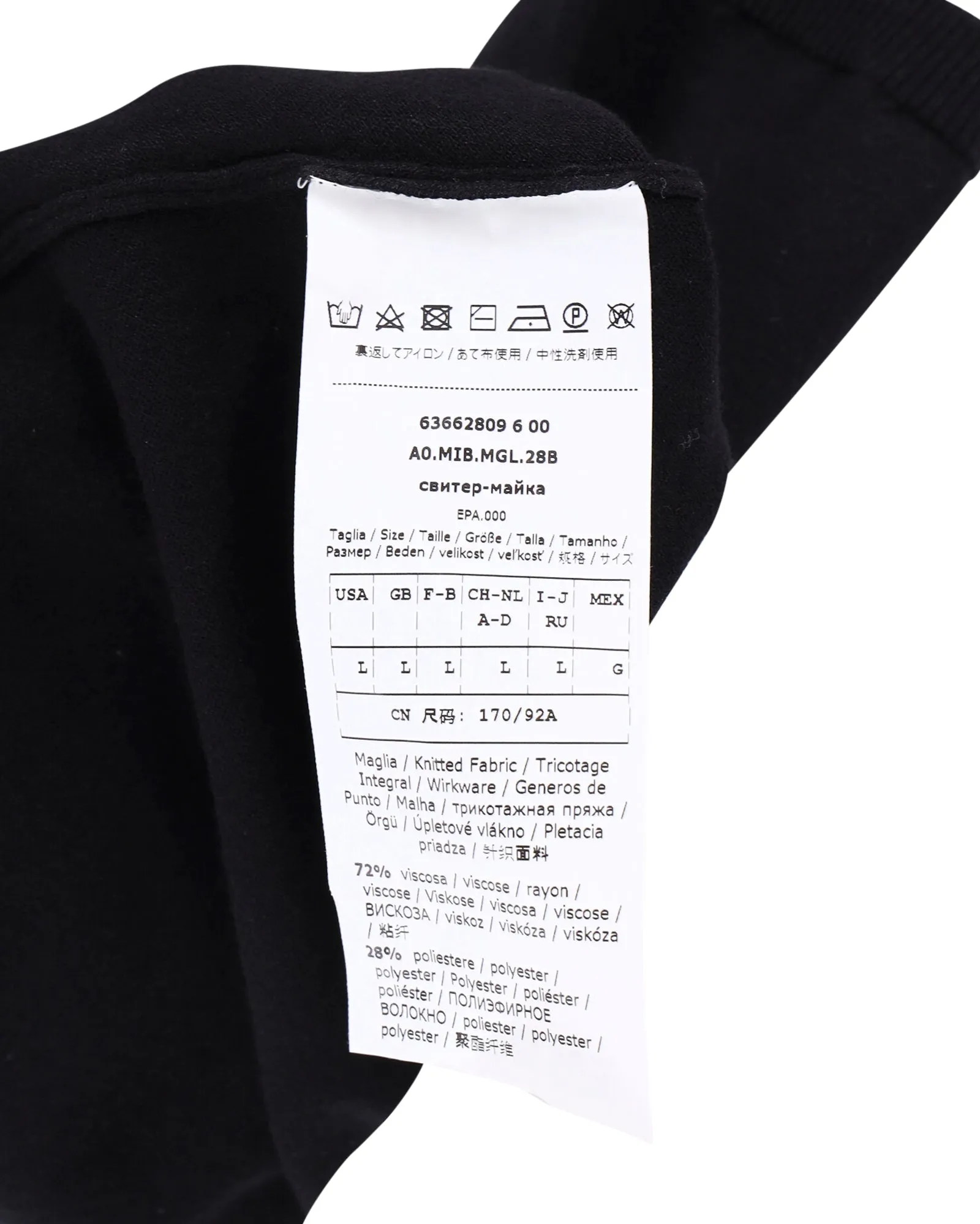 Max Mara Studio V-Neck Long Sleeve Top in Black Viscose