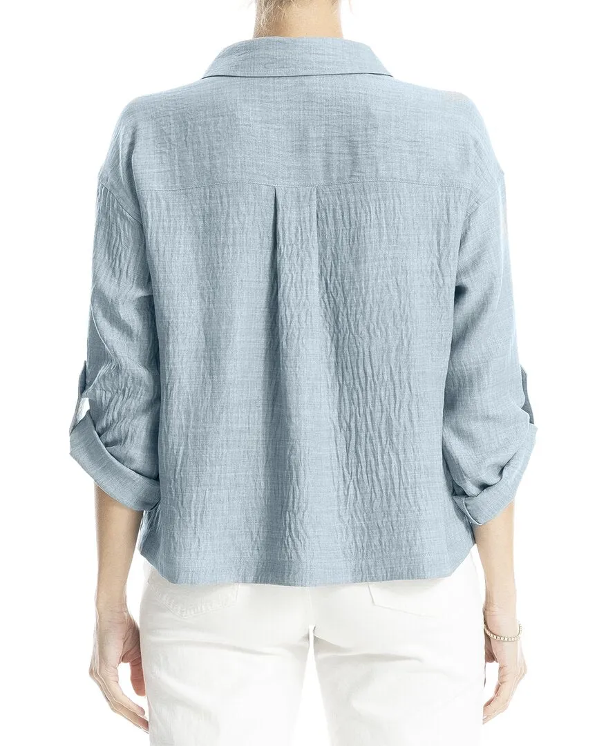 Max Studio 3/4 Sleeve Collar Top With Pockets
