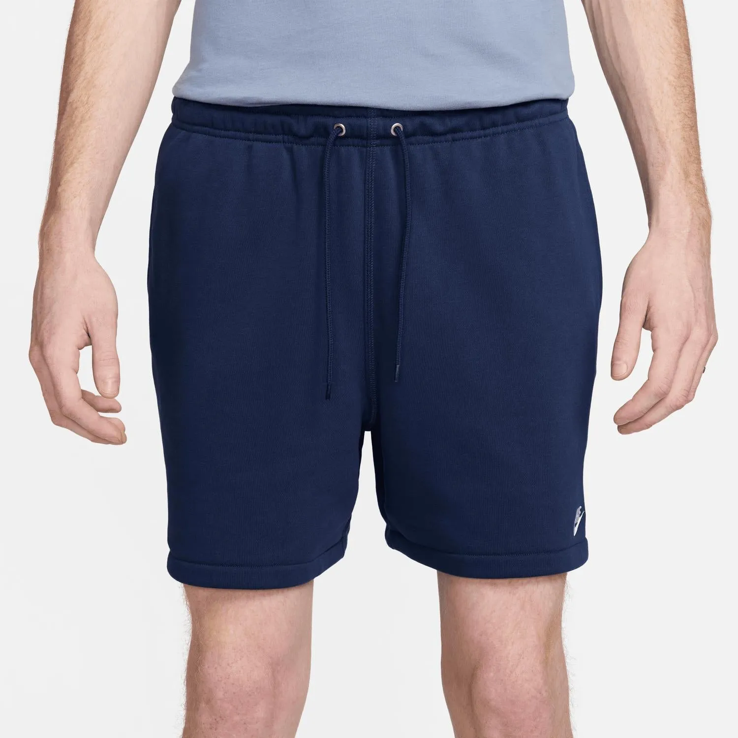 Men's Club French Terry Flow Shorts In Midnight Navy/white