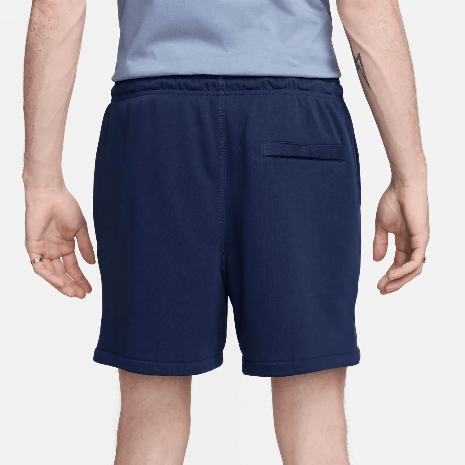 Men's Club French Terry Flow Shorts In Midnight Navy/white