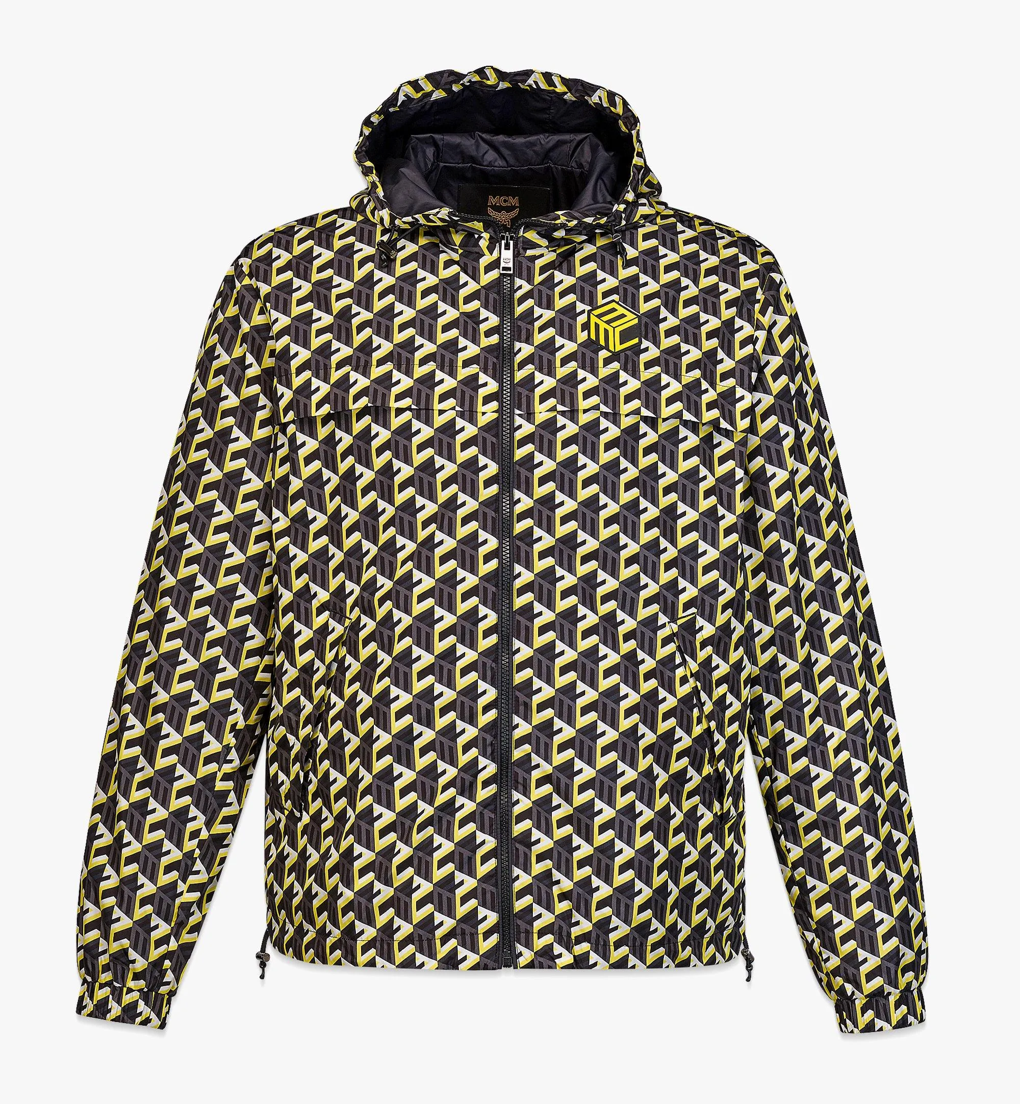 Men’s Cubic Monogram Print Windbreaker in ECONYL