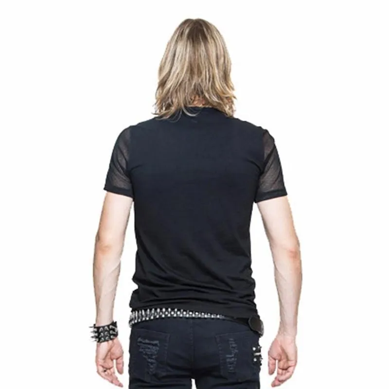 Men's Short Sleeve Mesh Band Punk T-Shirt