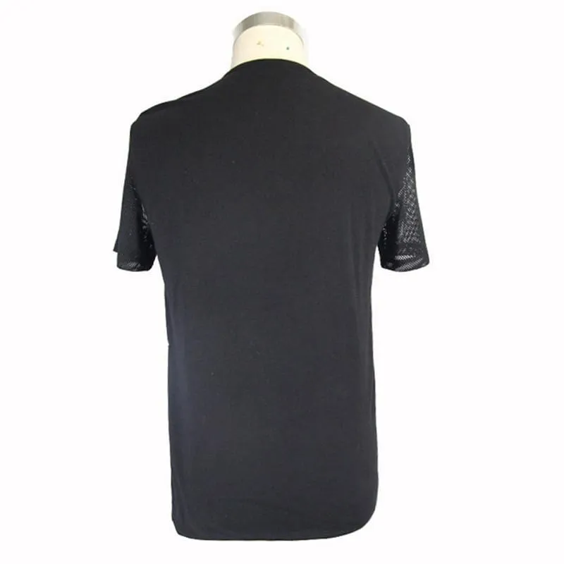 Men's Short Sleeve Mesh Band Punk T-Shirt