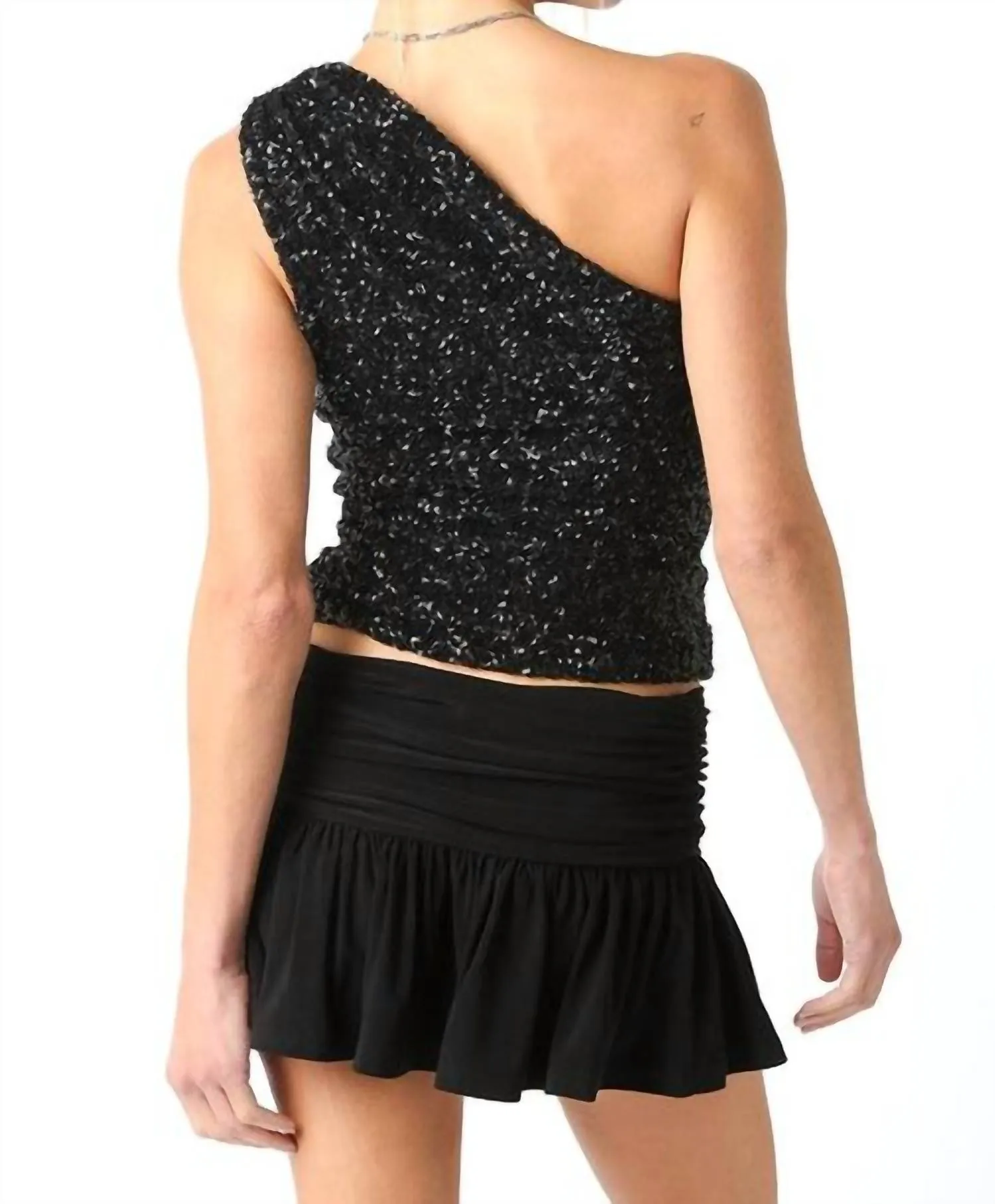 Mia One Shoulder Sequin In Black