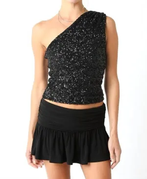 Mia One Shoulder Sequin In Black
