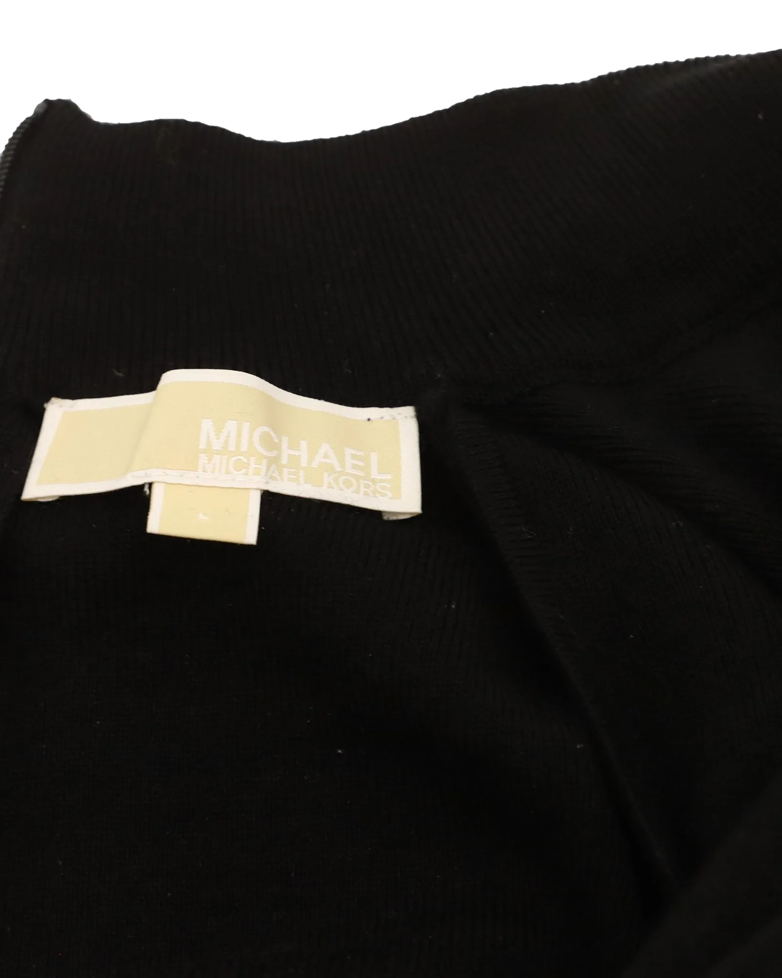 Michael Kors Cutout Long Sleeve Top in Black Wool