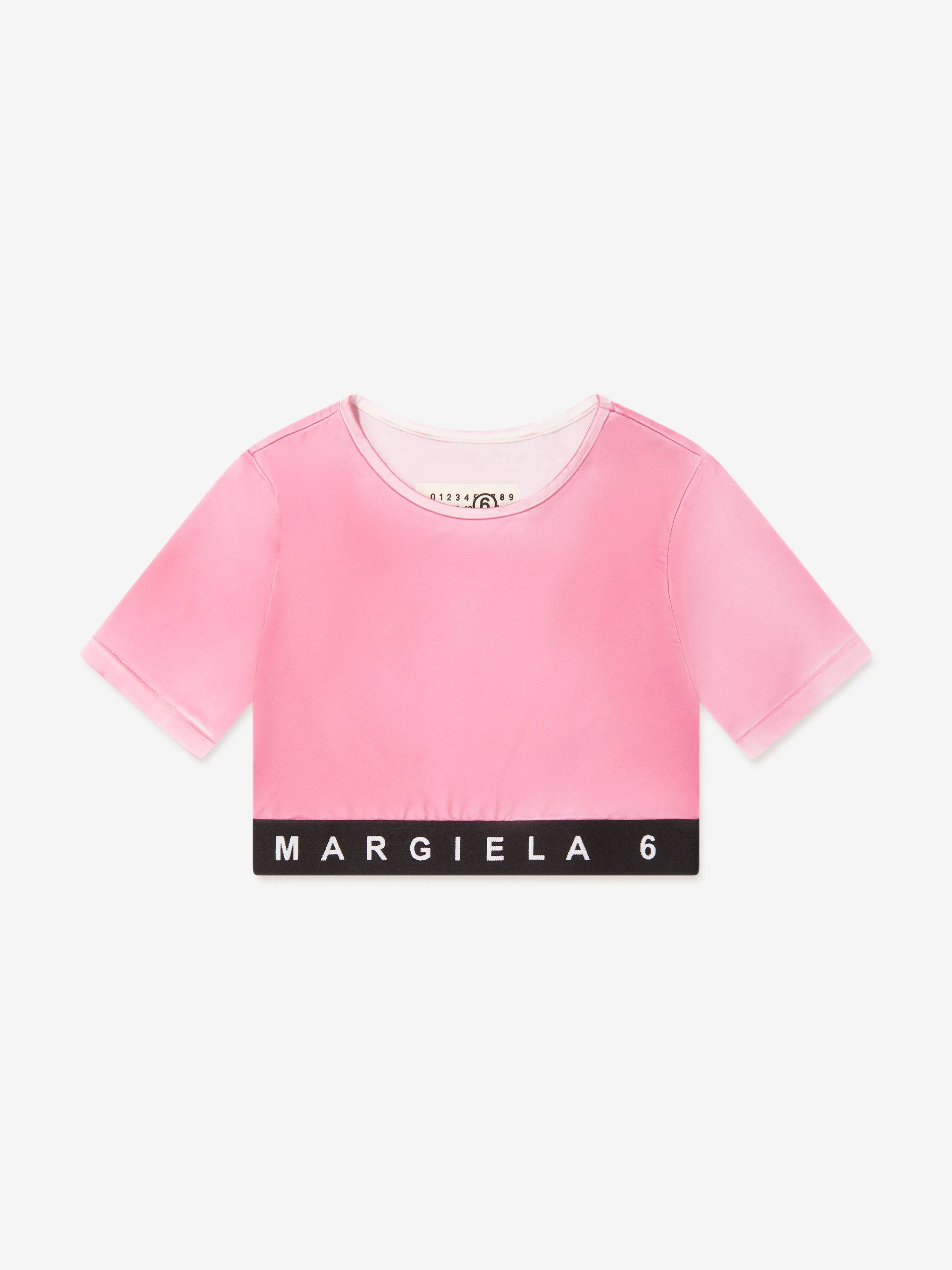 MM6 Maison Margiela Kids Cropped Logo T-Shirt in Pink