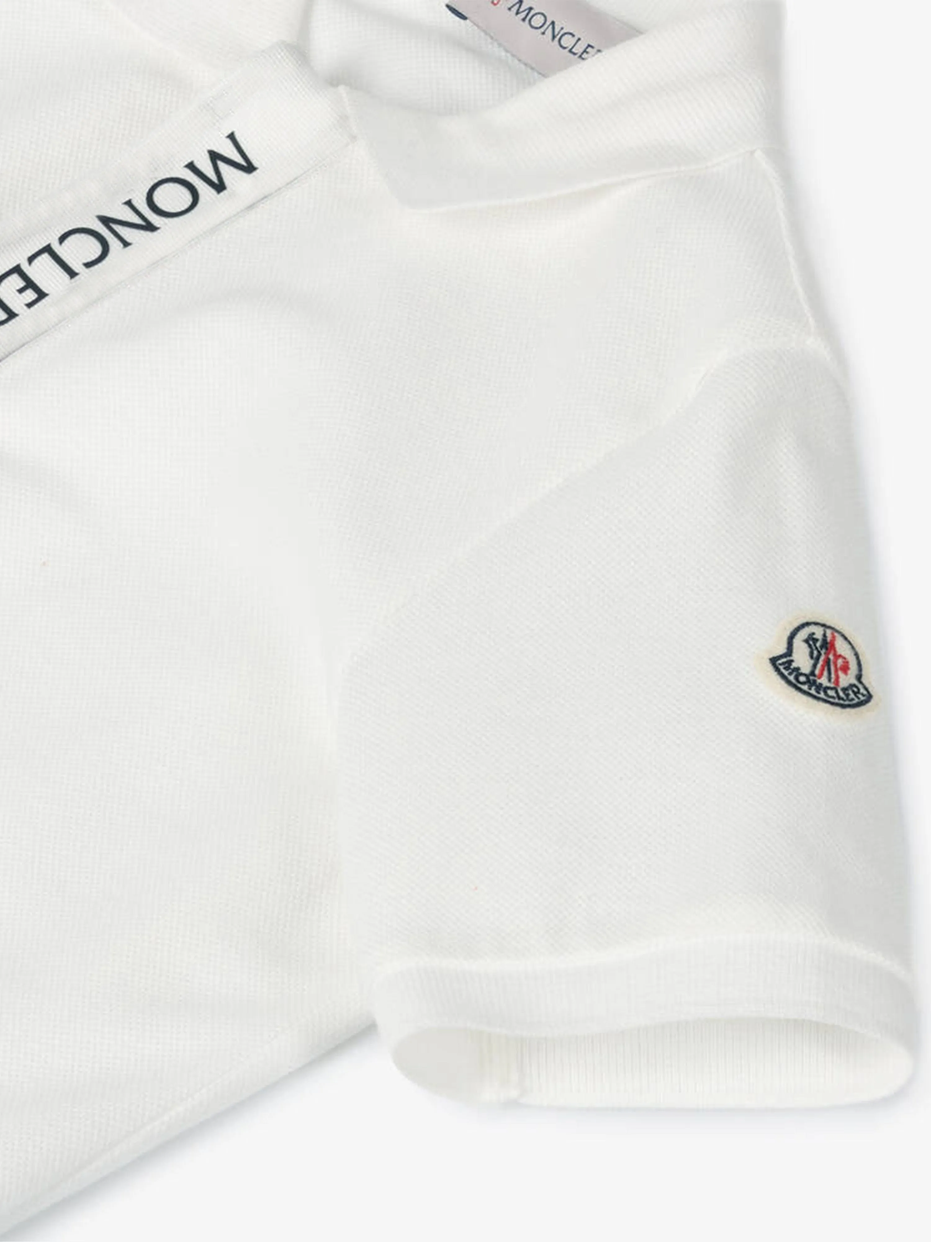 Moncler Enfant Boys Logo Polo Shirt in White
