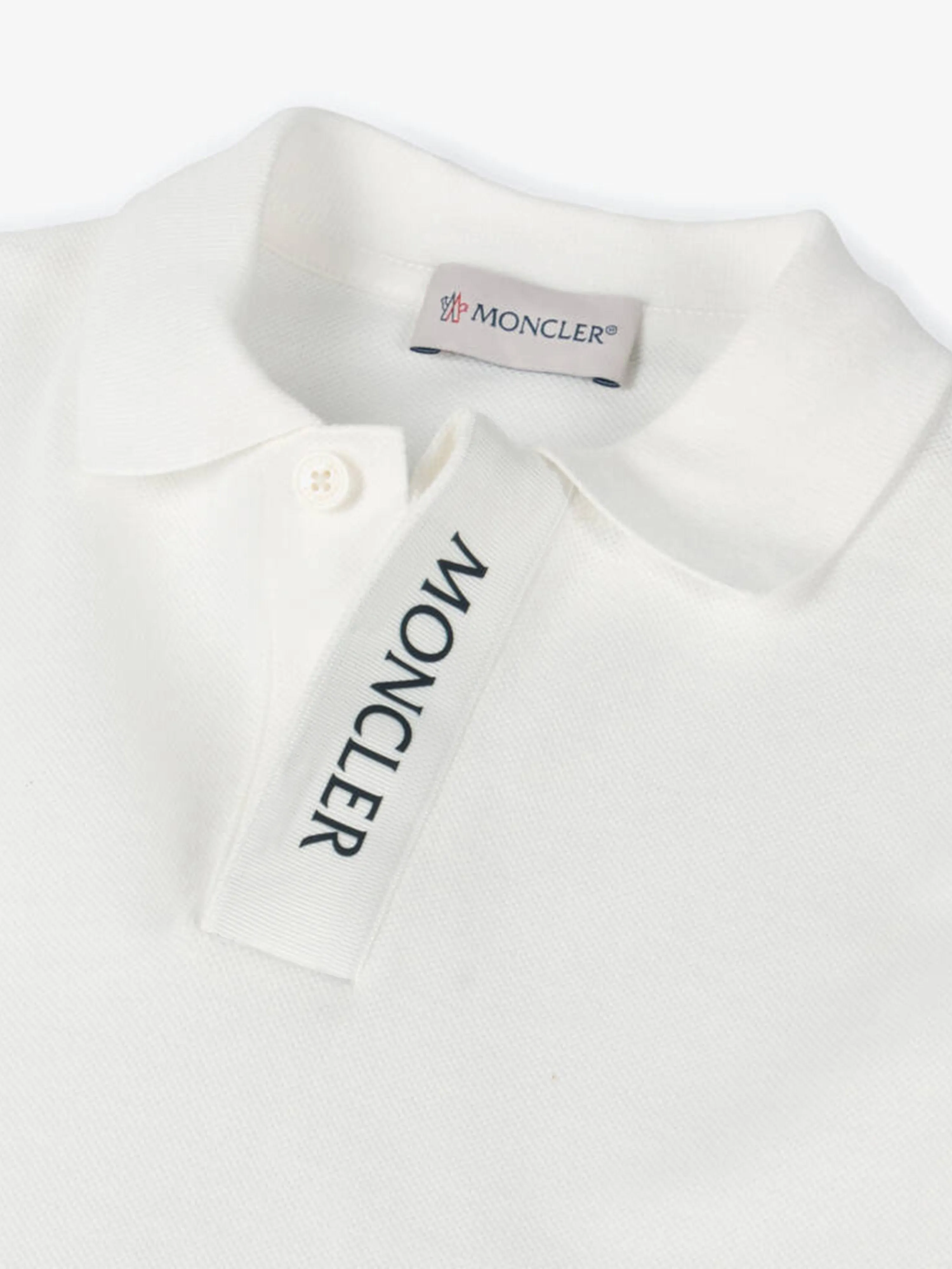 Moncler Enfant Boys Logo Polo Shirt in White