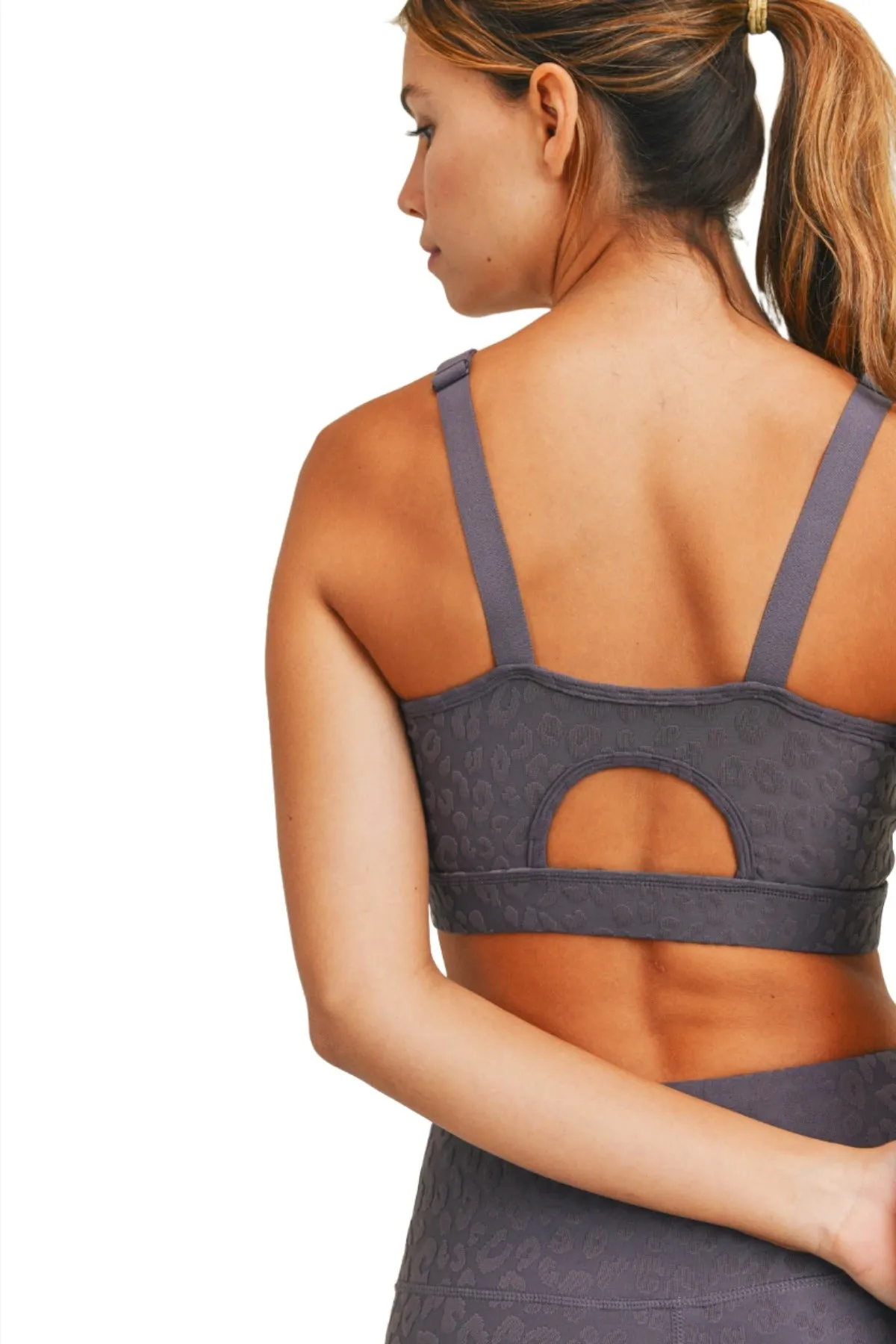 Mono B Leopard Jacquard TACTEL? Sports Bra AT8031