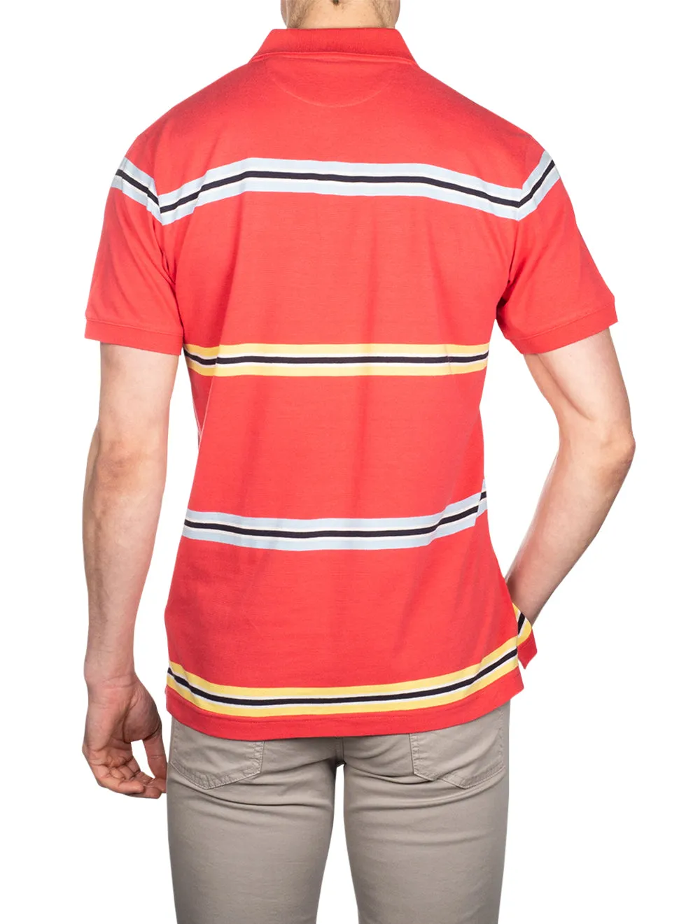Narrow Stripe Pique Short Sleeve Rugger Watermelon Pink