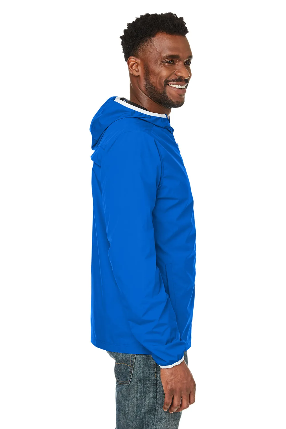 Nautica Mens Stillwater Water Resistant Full Zip Hooded Windbreaker Jacket - Royal Blue