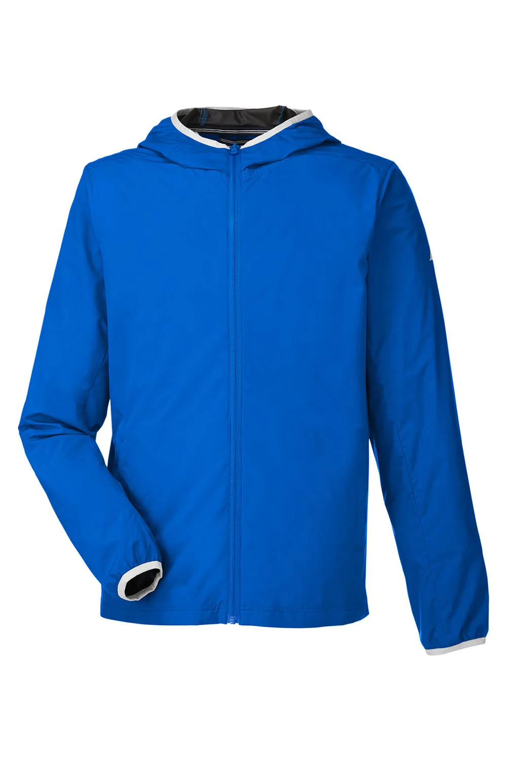 Nautica Mens Stillwater Water Resistant Full Zip Hooded Windbreaker Jacket - Royal Blue