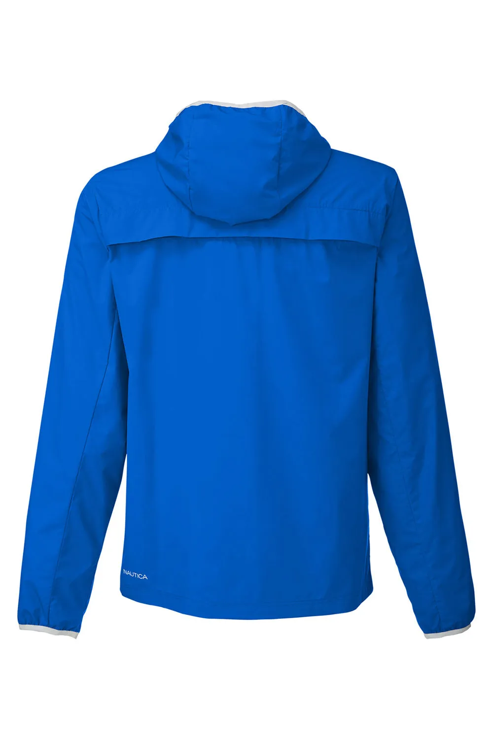 Nautica Mens Stillwater Water Resistant Full Zip Hooded Windbreaker Jacket - Royal Blue