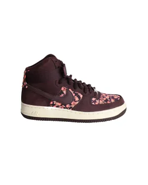 Nike x Liberty London Air Force 1 High-Top Sneakers in Burgundy Suede